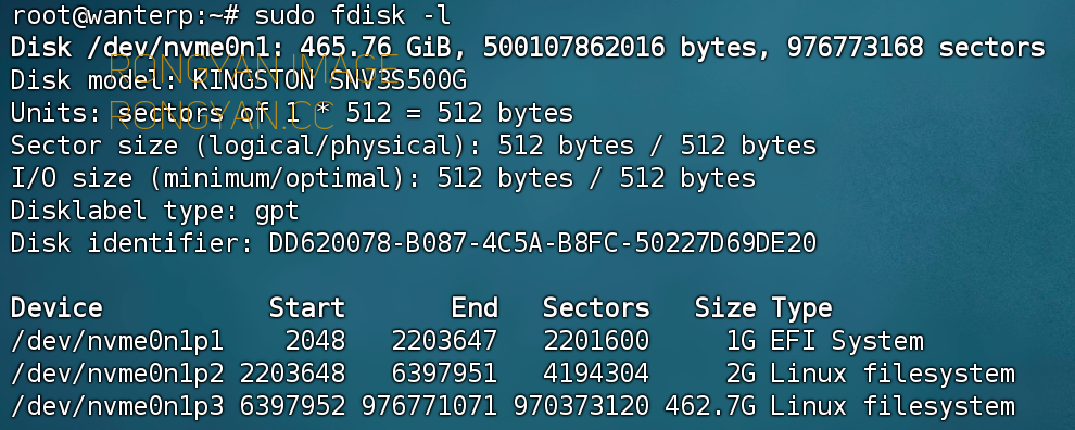 ubuntu使用fdisk命令查看硬盘