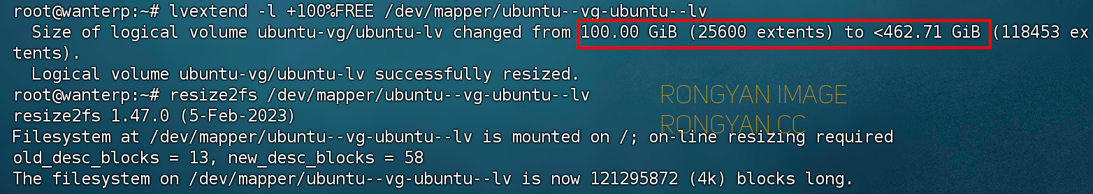 挂载ubuntu缺失的剩余空间